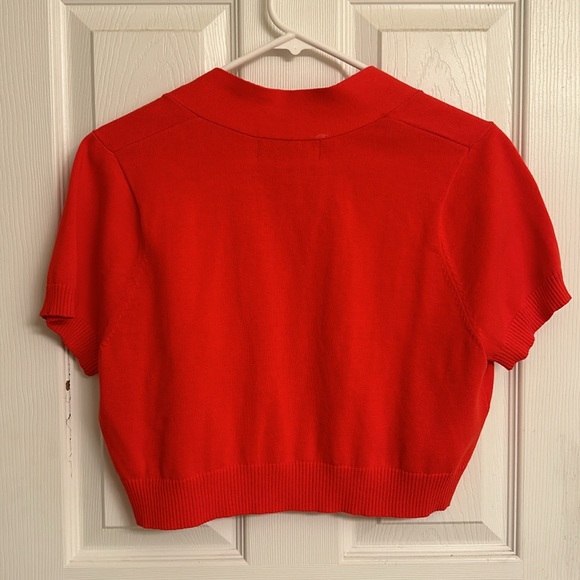 Lane Bryant Orange Short Sleeve Cropped Cotton Shrug Sweater Size 14 - Picture 2 of 7